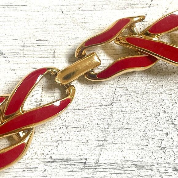 Napier vintage red enamel link necklace - Picture 6 of 10